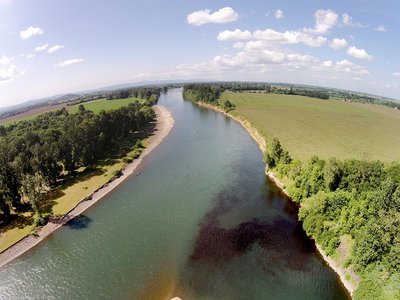 Pollution in the Willamette River taken by aerial camera. Photo Credit: Travis Williams