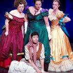 India Potter (left), Beth Milton, Bryana Smith as Cinderella’s stepsisters and stepmother and Alexis Myles (seated) as Cinderella.