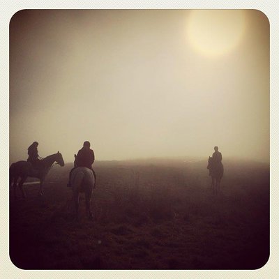 Riders on Pisgah’s summit on a foggy day. Photo Credit: Rehbeccah Burkhart