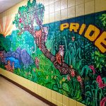 A student mural at Oaklea Middle School created with the help of Lane Arts Council’s artist residency program