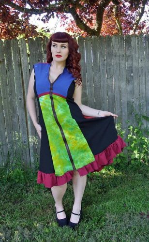 Dress fashioned out of T-shirt material by Kendra Brock