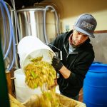 Dorian Crow of Wildcraft Cider Works prepares to press apples at the Eugene Cidery. Photo: Todd Cooper.