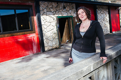 Emily Nyman in front of the future Old Nick’s Rock Pub.