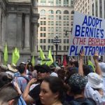 Bernie Sanders Backers March through the Philadelphia streets.