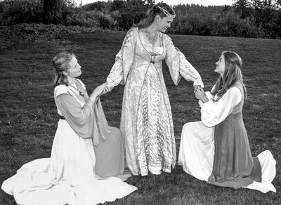 Lydia reynolds (left), Stephanie McCall and Isabella Lay in Love’s Labour’s Lost.