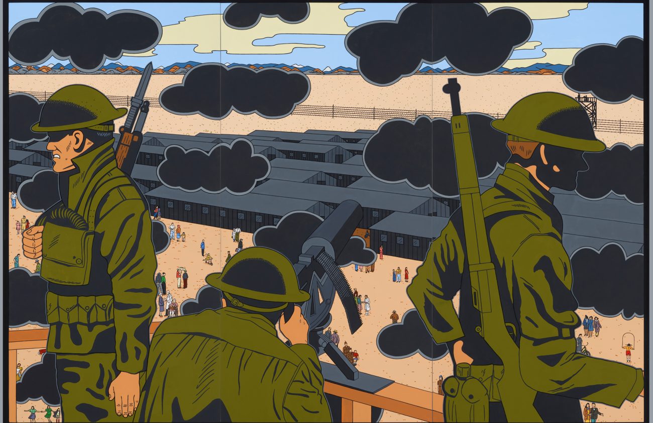 Roger Shimomura (Japanese-American), American Infamy #5, 2006, Acrylic on canvas, Collection of Jordan D. Schnitzer