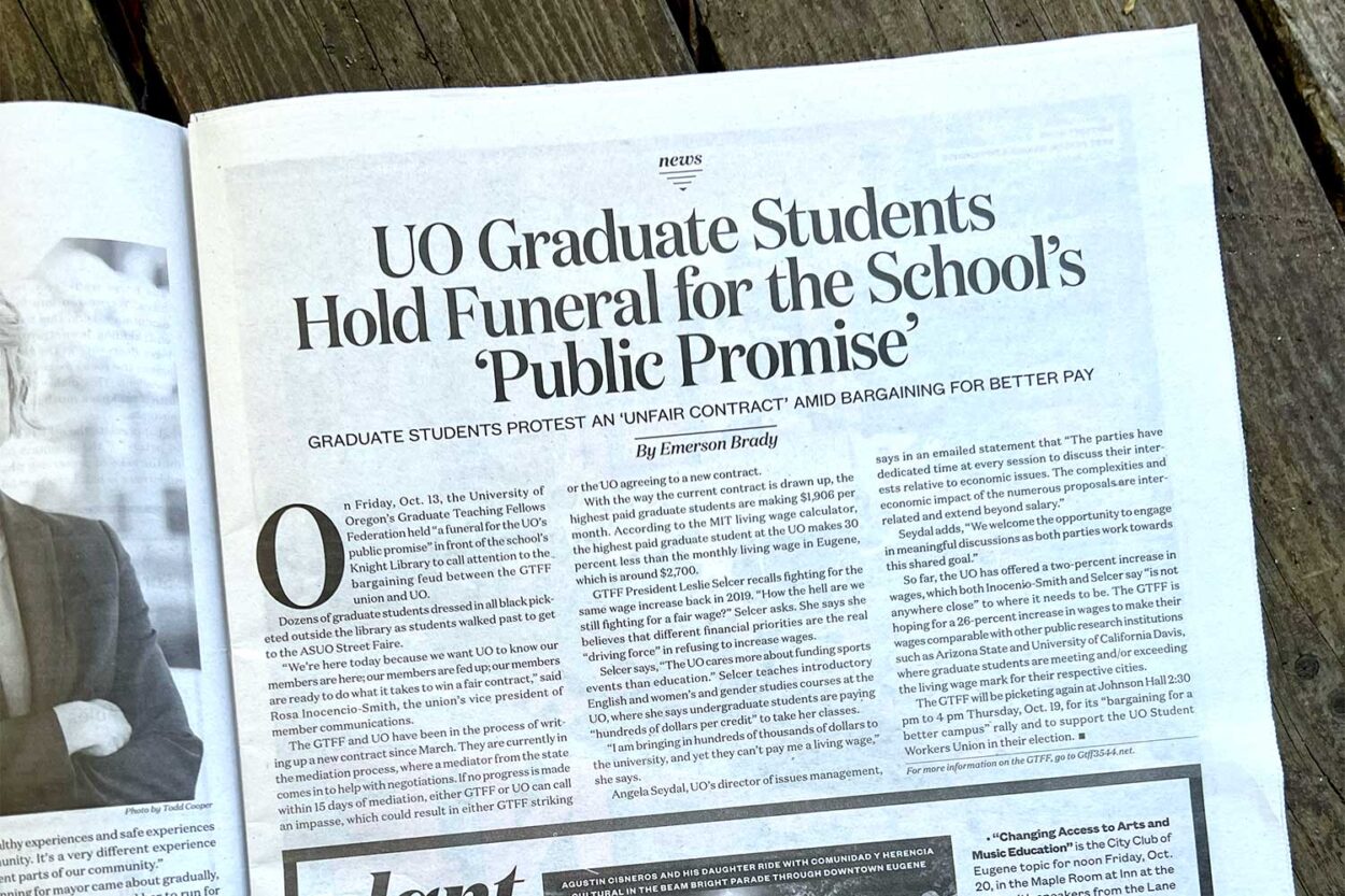 UO Graduate Students Hold Funeral for the School’s ‘Public Promise ...